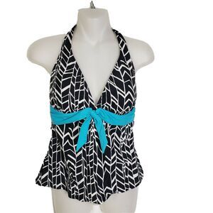 a.n.a. A New Approach Womens Tankini Sz 8 Padded Swim Tank Top Halter Front Tie